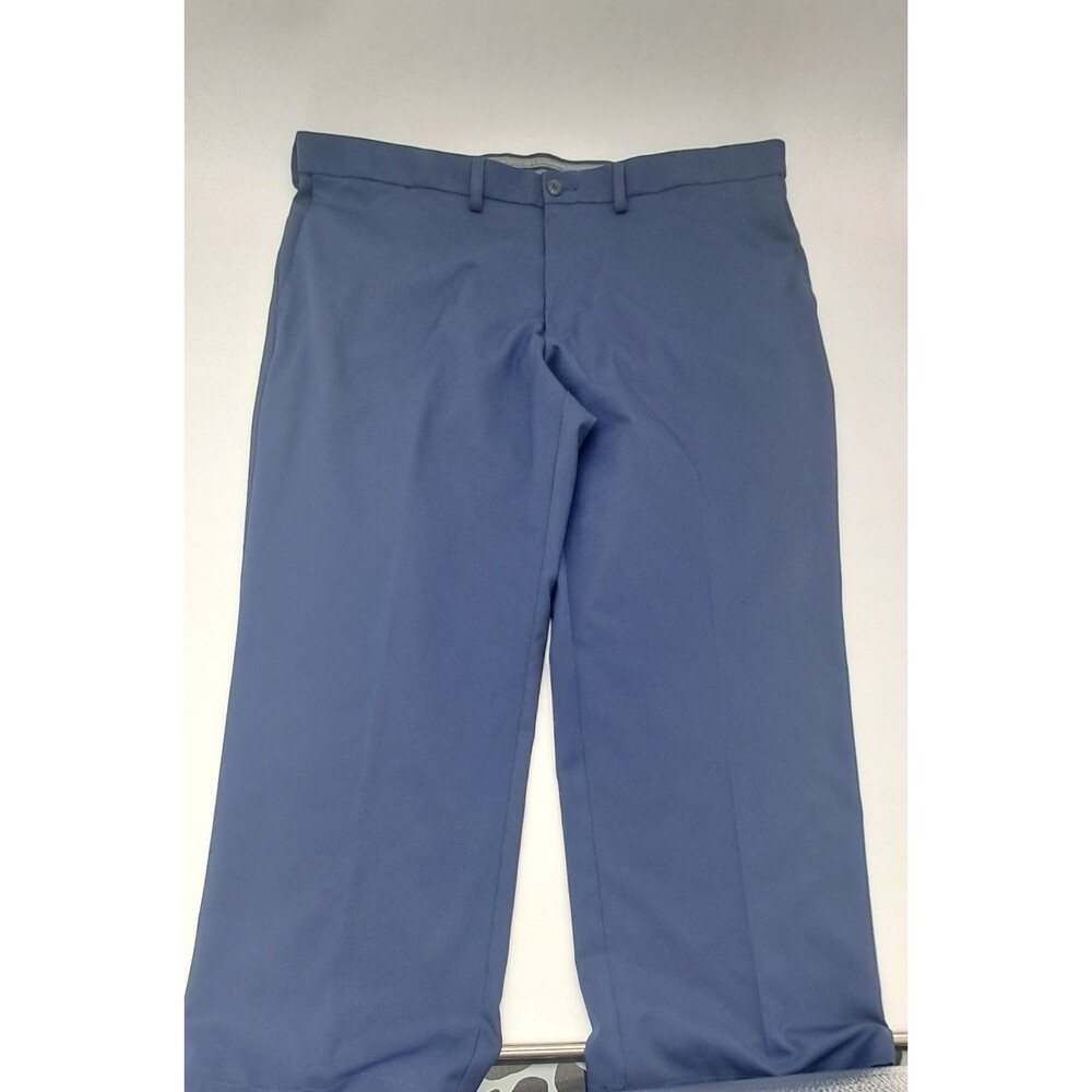 Haggar Cool Right Performance Flex Pants Men's 44x29 Navy Relaxed Fit Stretch